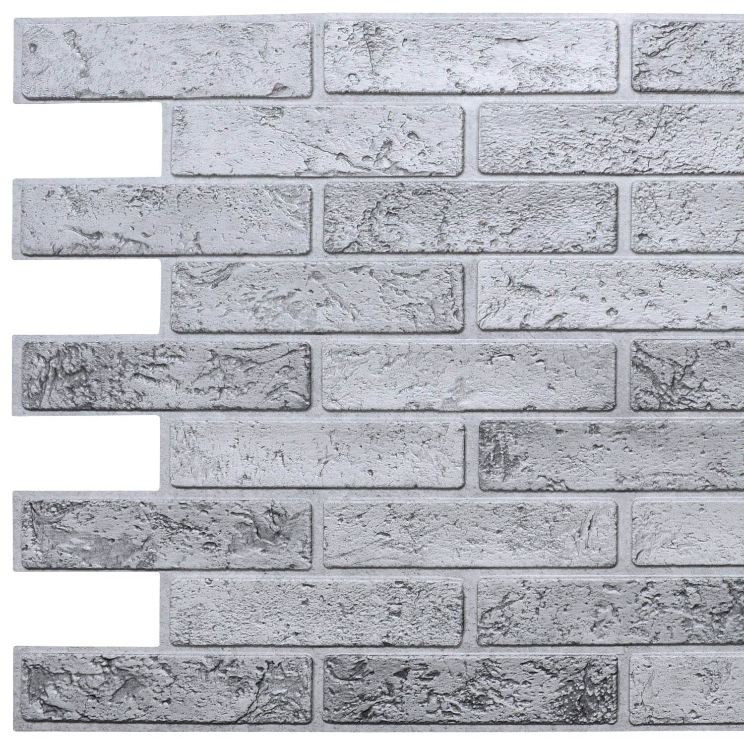 Silver Faux Brick PVC 3D Wall Panel, 3.2 ft X 1.6 ft (96cm X 50cm), Interior Design Wall Paneling Decor, 5.2 sq. ft. (0.48 sq. m) each - Single