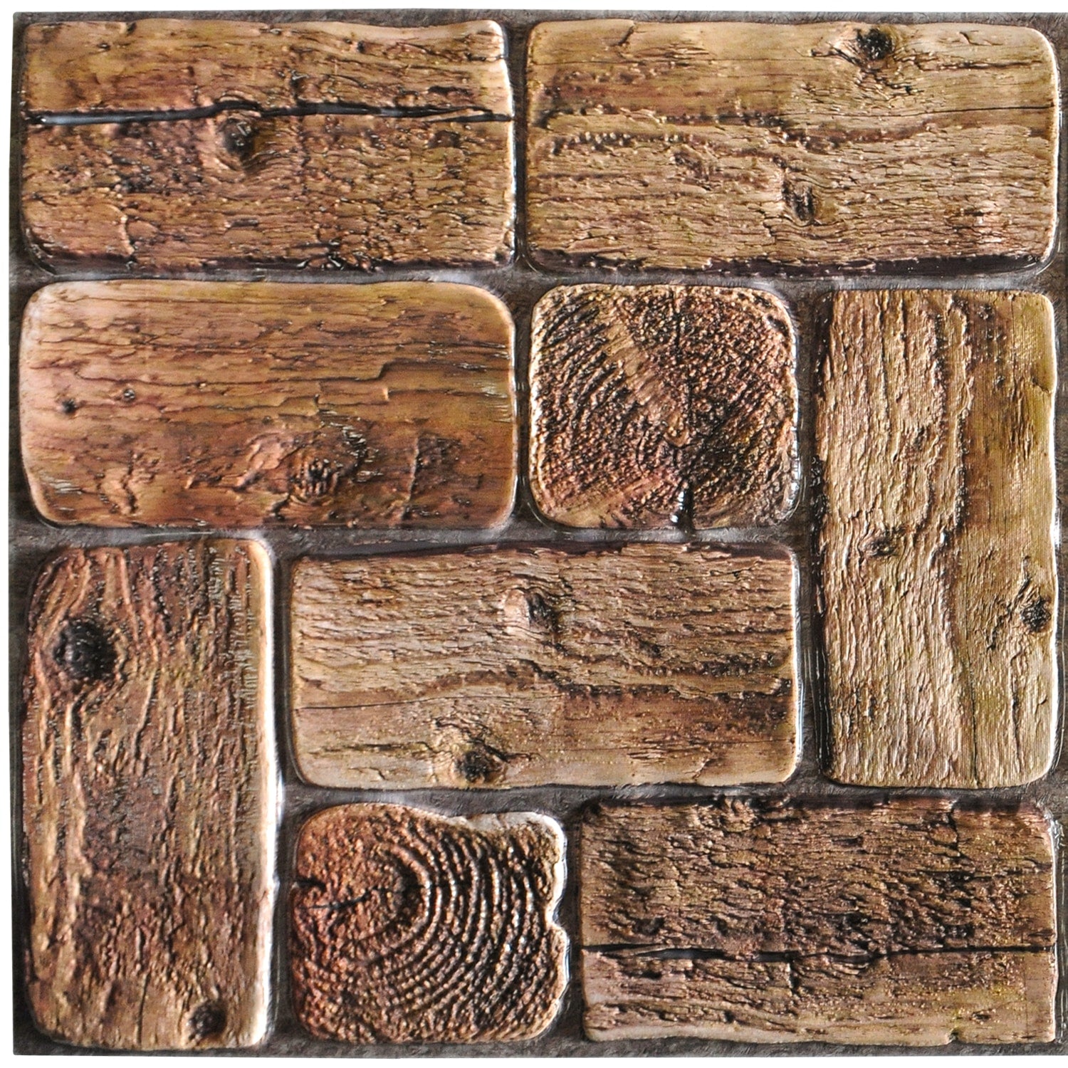 Brown Faux Logs, 3.2 ft x 1.6 ft, PVC 3D Wall Panel, Interior Design Wall Paneling Decor, 5 sq. ft. - Single