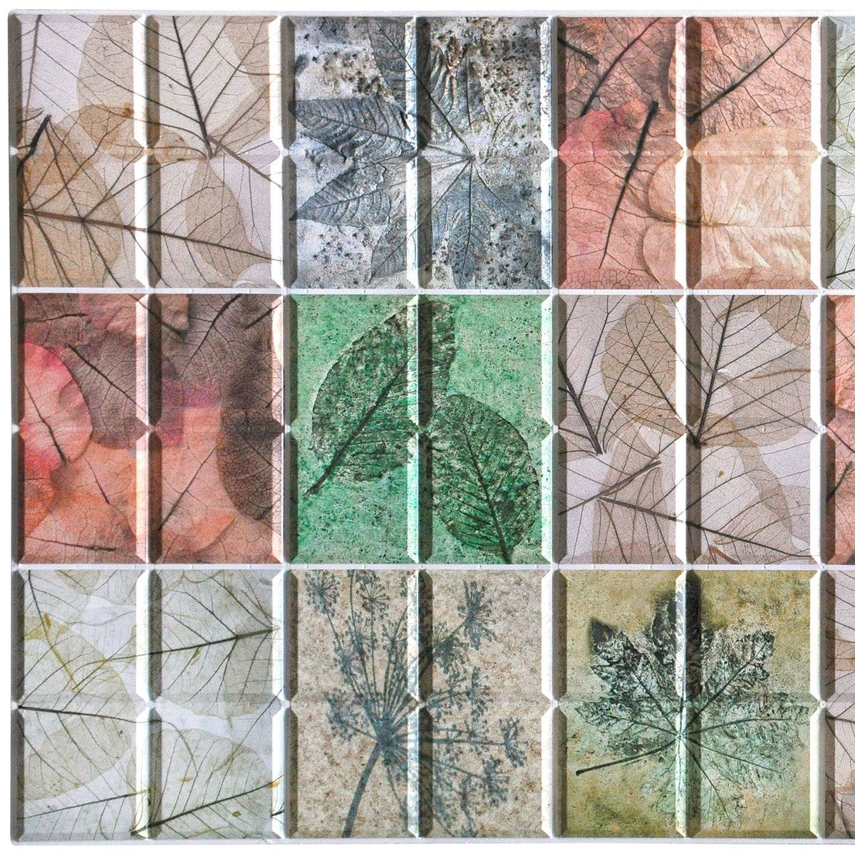 Abstract Pvc Designs PVC 3D Wall Panel, Abstract Floral Pattern in Squares, 3.2 ft x 1.6 ft