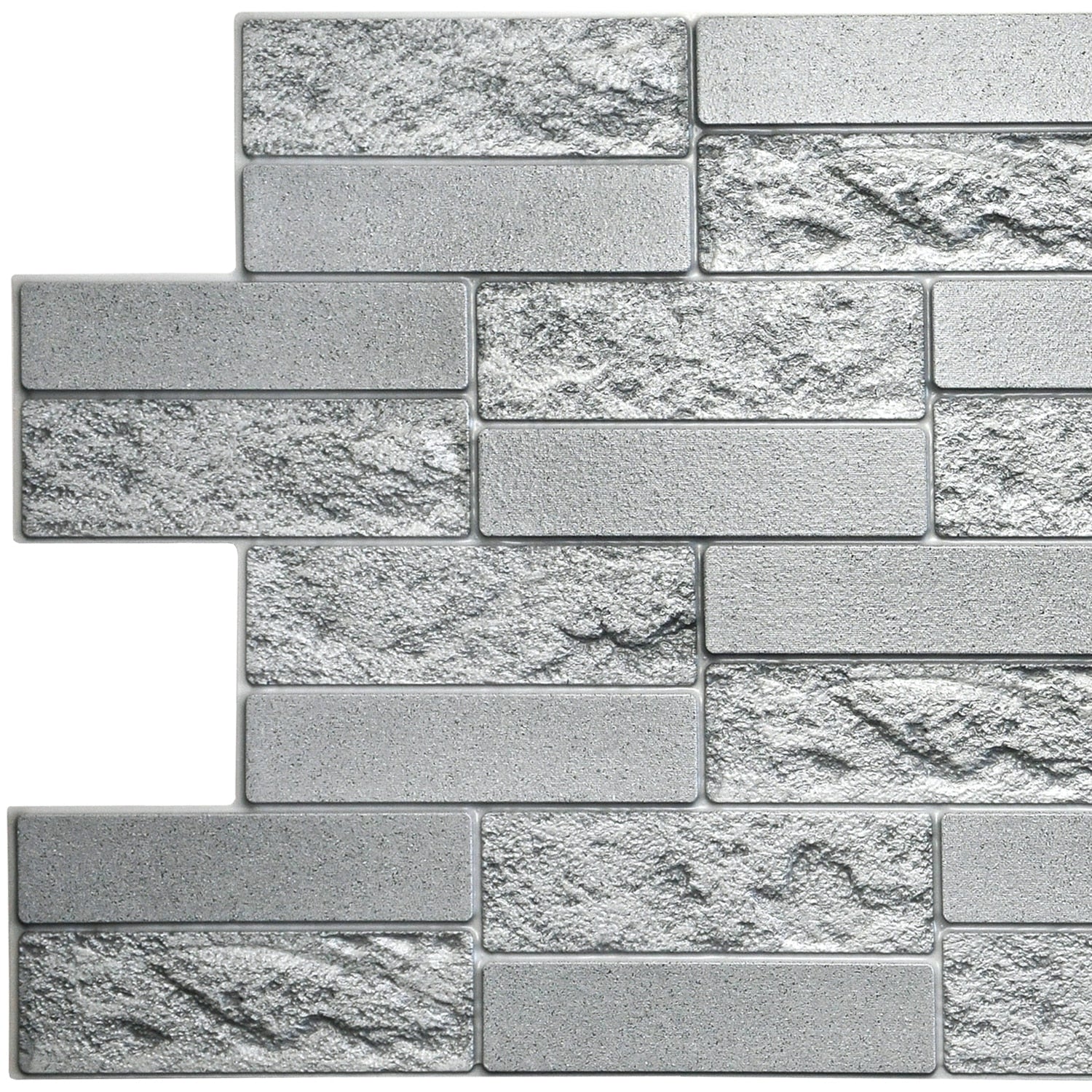 PVC 3D Wall Panel, Faux Cement Brick, 3.2 ft x 1.6 ft, Glue-on, Splash