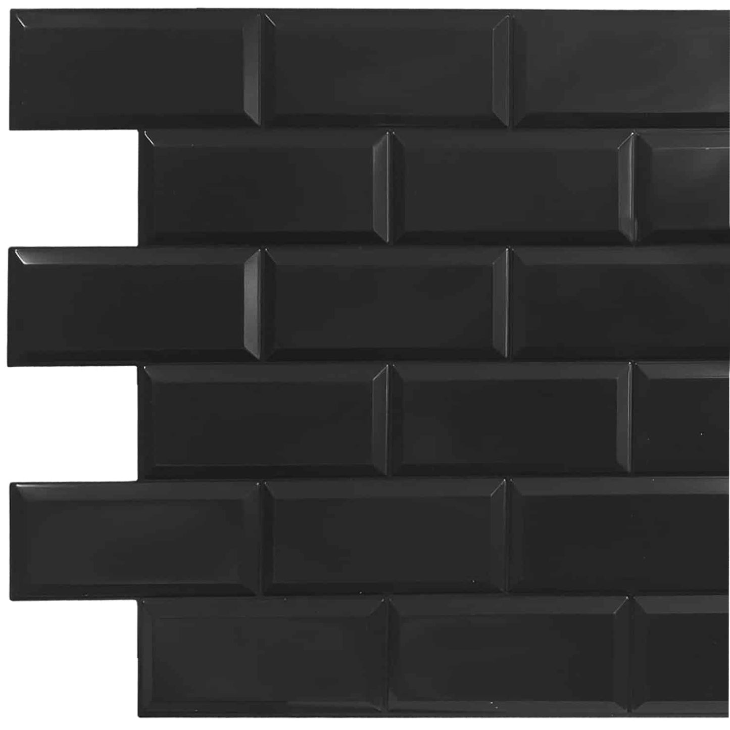 Black Faux Bricks PVC 3D Wall Panel, 3.2 ft X 1.6 ft (97cm X 48cm), Interior Design Wall Paneling Decor, 5 sq. ft. (0.47 sq. m) - Single
