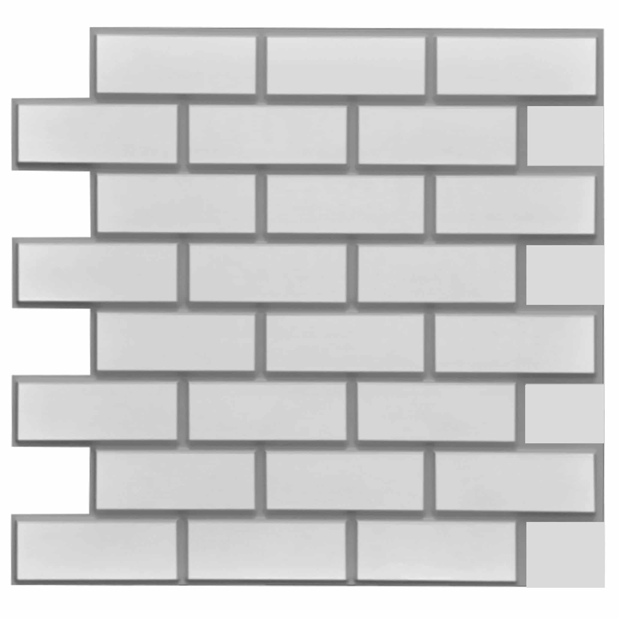 PVC 3D Wall Panel, Faux Brick, 2 ft x 2 ft, Glue-on, Splashproof - Gre