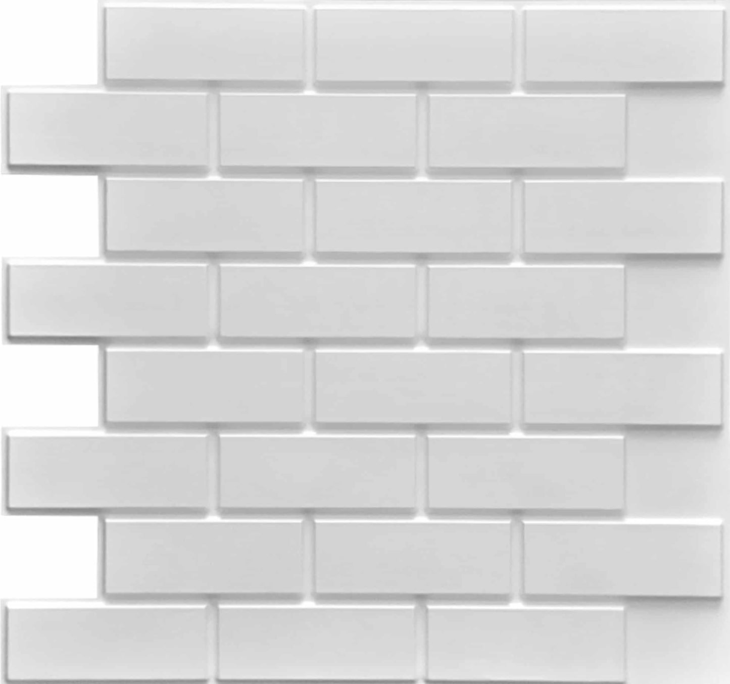 Pearl White Faux Brick PVC 3D Wall Panel, 2 ft X 2 ft (60cm X 60cm), Interior Design Wall Paneling Decor, 3.8 sq. ft. (0.35 sq.m) each - Single