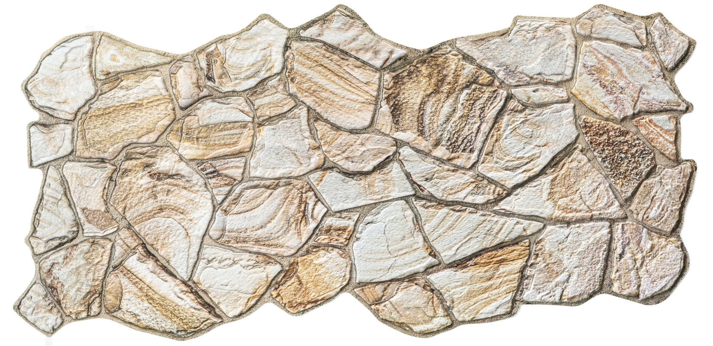 3D Wall Panels - Ivory Brown Faux Stone PVC Wall Paneling for Interior Wall Decor, Living room, Kitchen, Bathroom, Bedroom, Single, Covers 5.1 sq ft