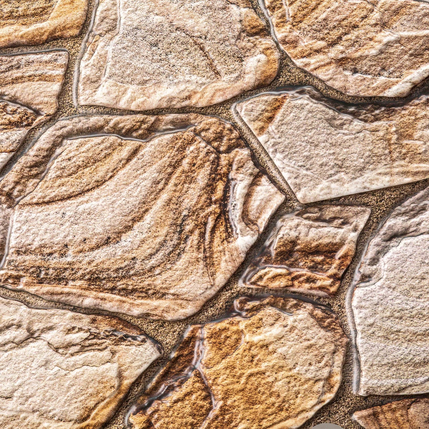 3D Wall Panels - Brown Faux Stone PVC Wall Paneling for Interior Wall Decor, Living room, Kitchen, Bathroom, Bedroom, Single, Covers 5.1 sq ft