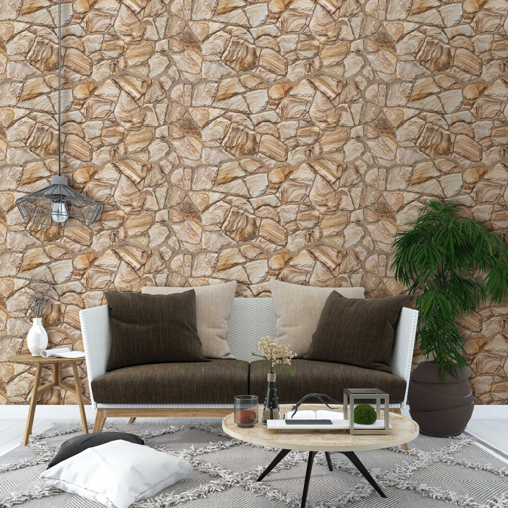 3D Wall Panels - Brown Faux Stone PVC Wall Paneling for Interior Wall Decor, Living room, Kitchen, Bathroom, Bedroom, Single, Covers 5.1 sq ft