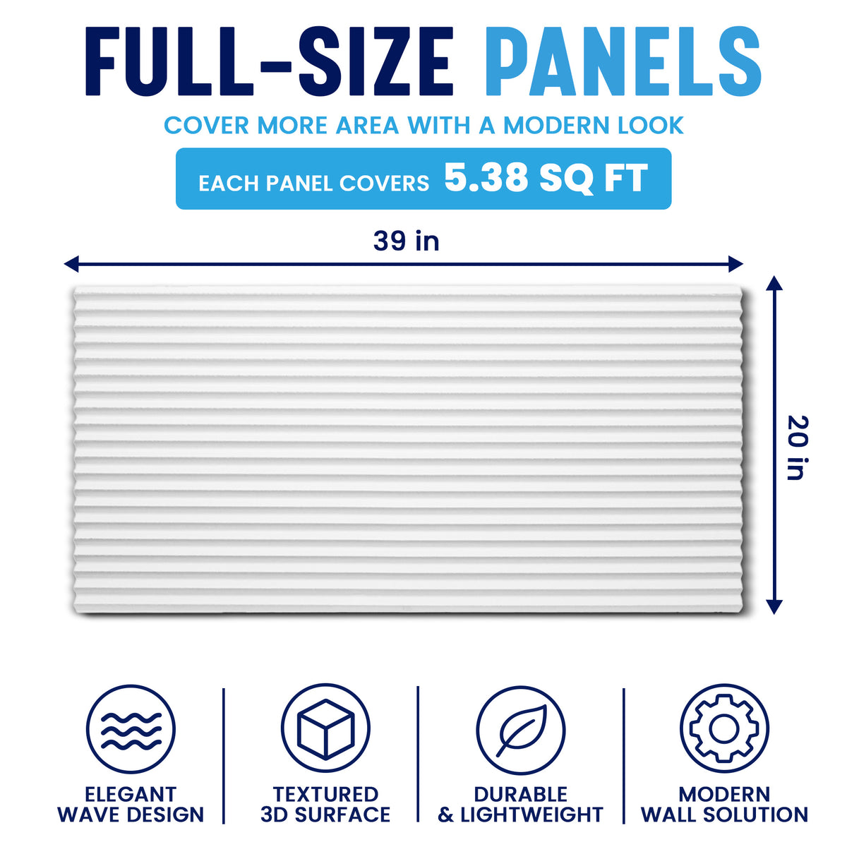 3D Wave Wall Panels, White, Styrofoam