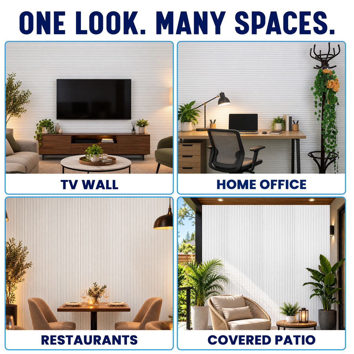 3D Wave Wall Panels, White, Styrofoam