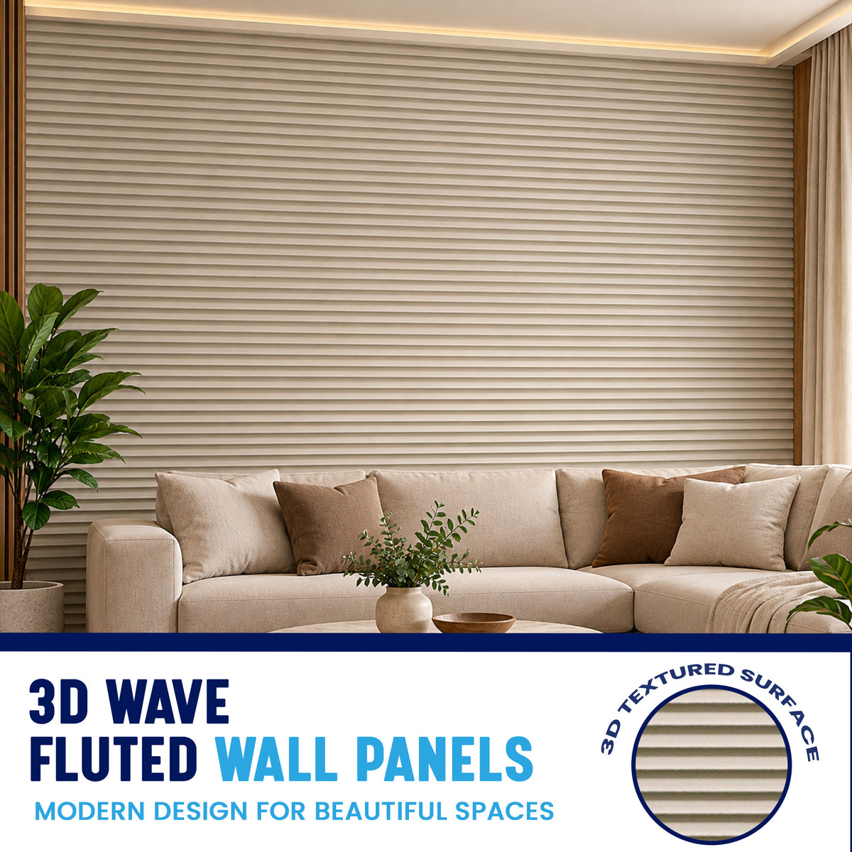 3D Wave Wall Panels, Cream & Mauve, Styrofoam