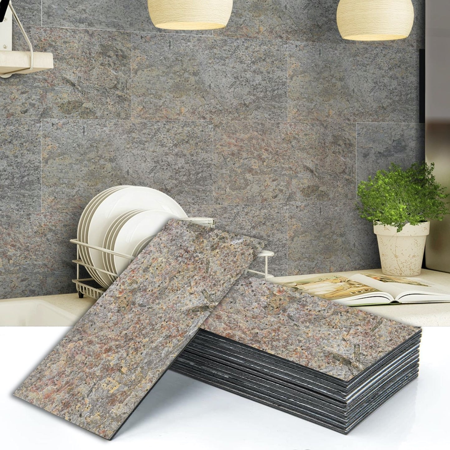 Rustic Zinc 2 ft X 1 ft Peel &amp; Stick Stone Veneer Wall Panels in various pack configurations