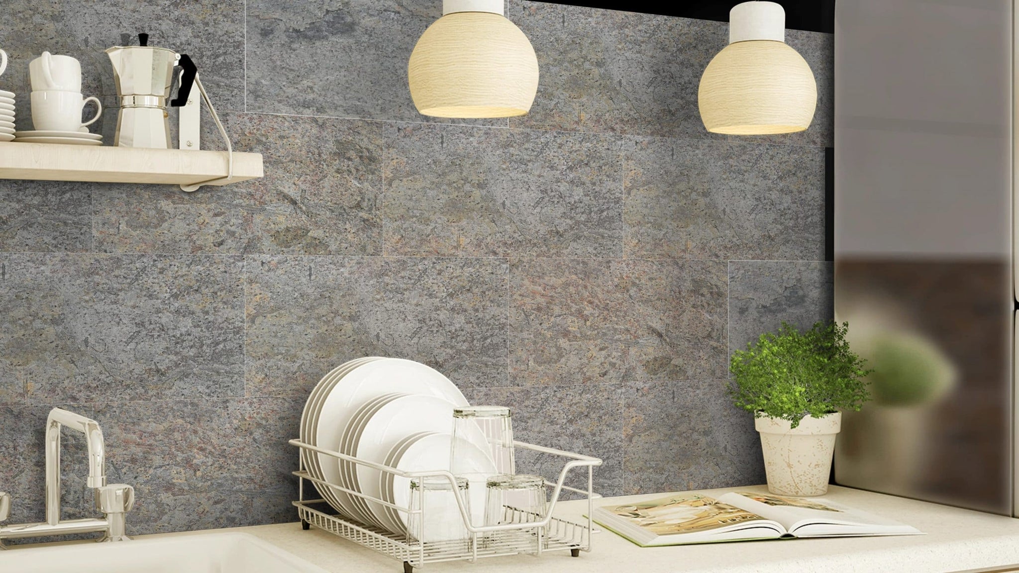 Rustic Zinc 2 ft X 1 ft Peel &amp; Stick Stone Veneer Wall Panels in various pack configurations