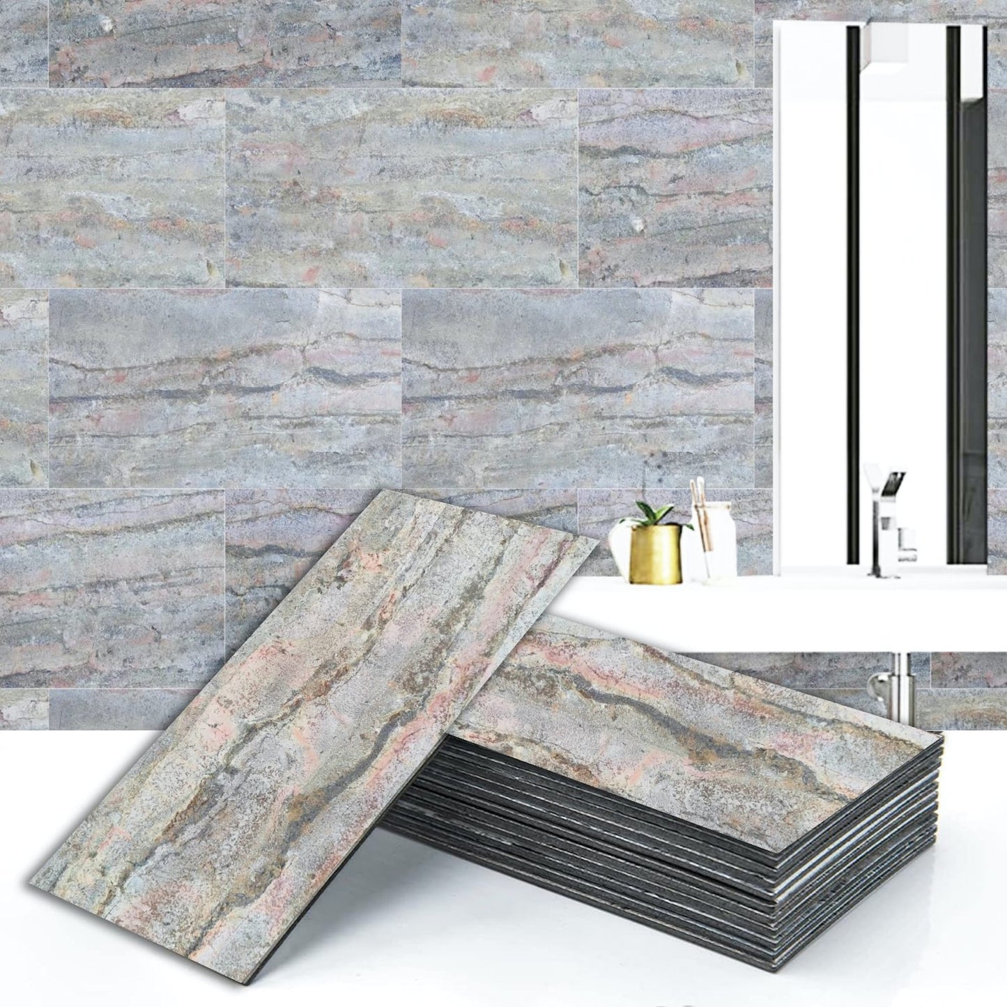 Woodland Fire 2 ft X 1 ft Peel &amp; Stick Stone Veneer Wall Panels in various pack configurations