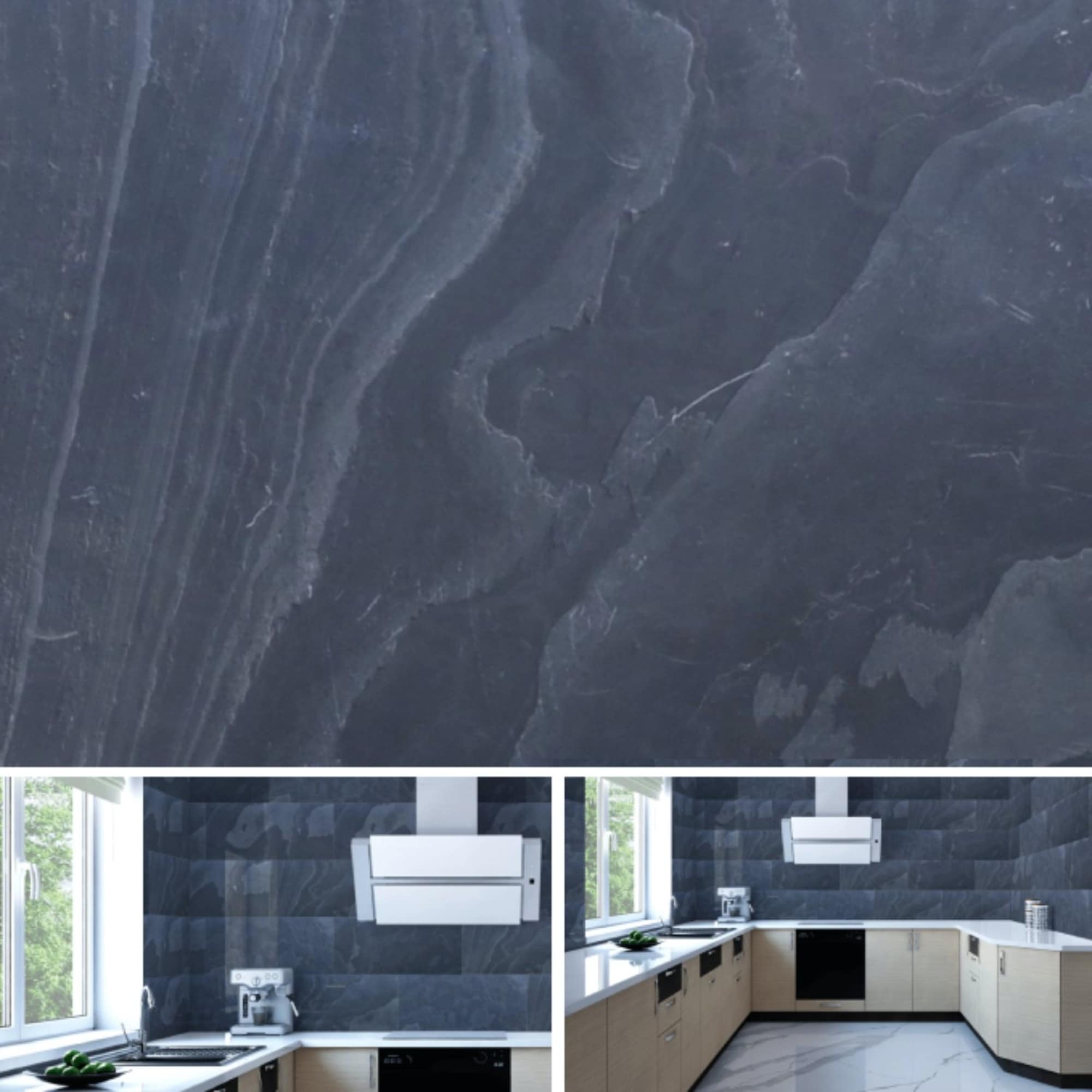 Black Steel 2 ft X 1 ft Peel &amp; Stick Stone Veneer Wall Panels in various pack configurations