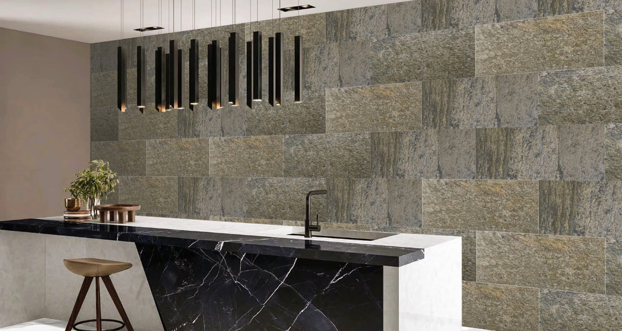 Golden Patina 2 ft X 1 ft Peel &amp; Stick Stone Veneer Wall Panels in various pack configurations