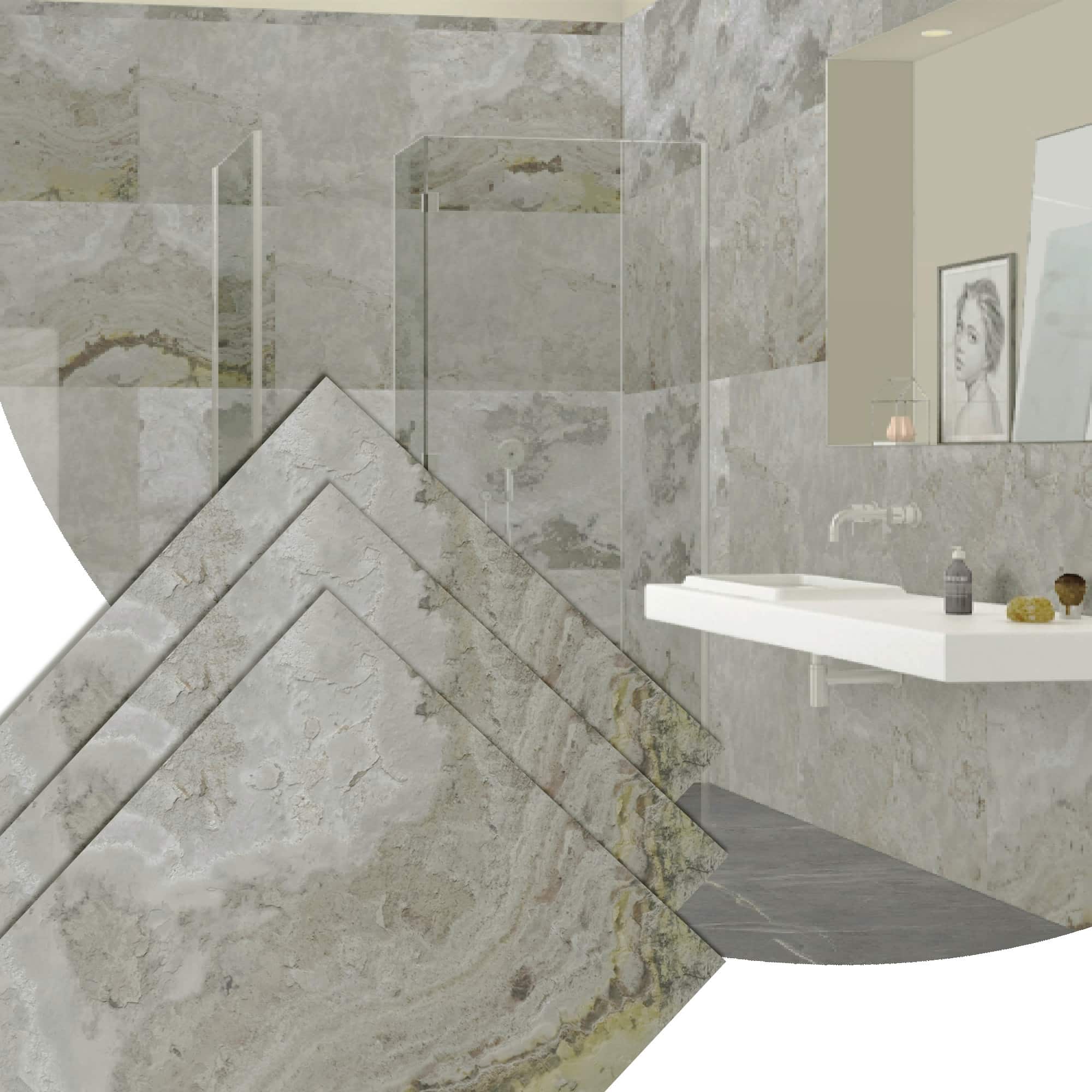 Stone Veneer Wall Panels, Extra Large DIY Stone Finish 3 x 2 ft Tiles for Outdoor Indoor Wall or Backsplash, Made with Real Stone, Sanjayani White