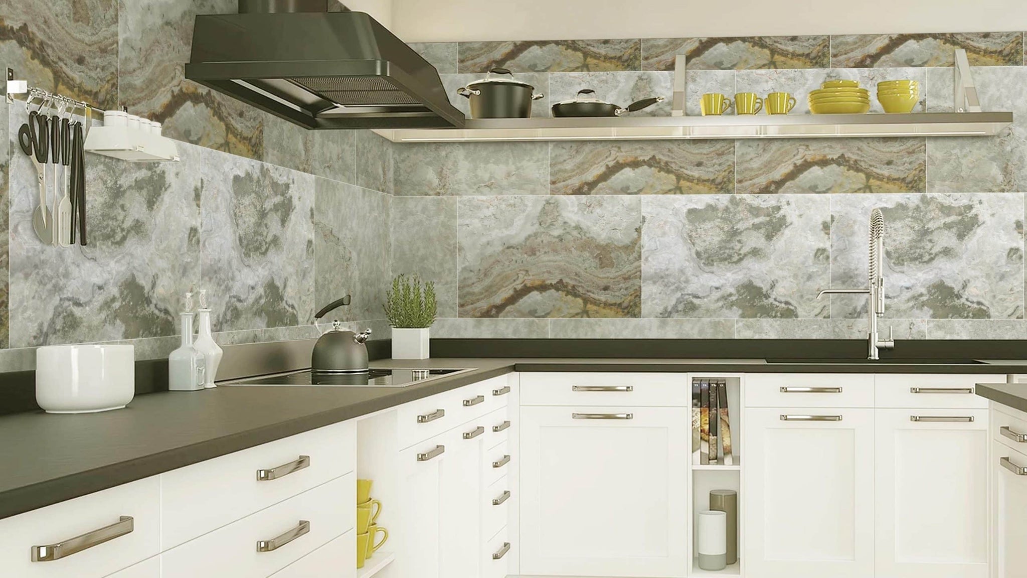 Stone Veneer Wall Panels, Extra Large DIY Stone Finish 3 x 2 ft Tiles for Outdoor Indoor Wall or Backsplash, Made with Real Stone, Sanjayani White