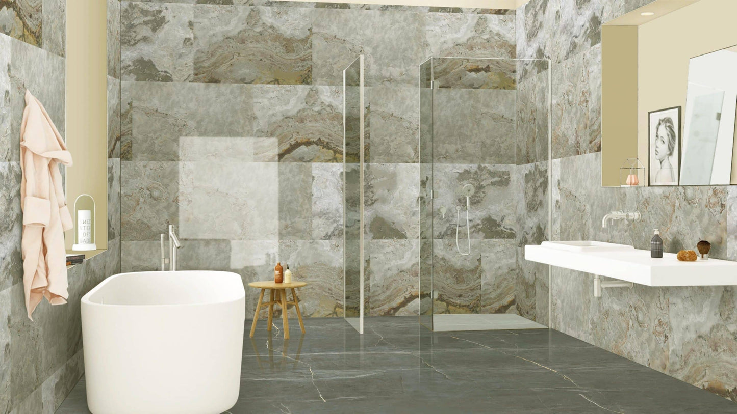 Stone Veneer Wall Panels, Extra Large DIY Stone Finish 3 x 2 ft Tiles for Outdoor Indoor Wall or Backsplash, Made with Real Stone, Sanjayani White