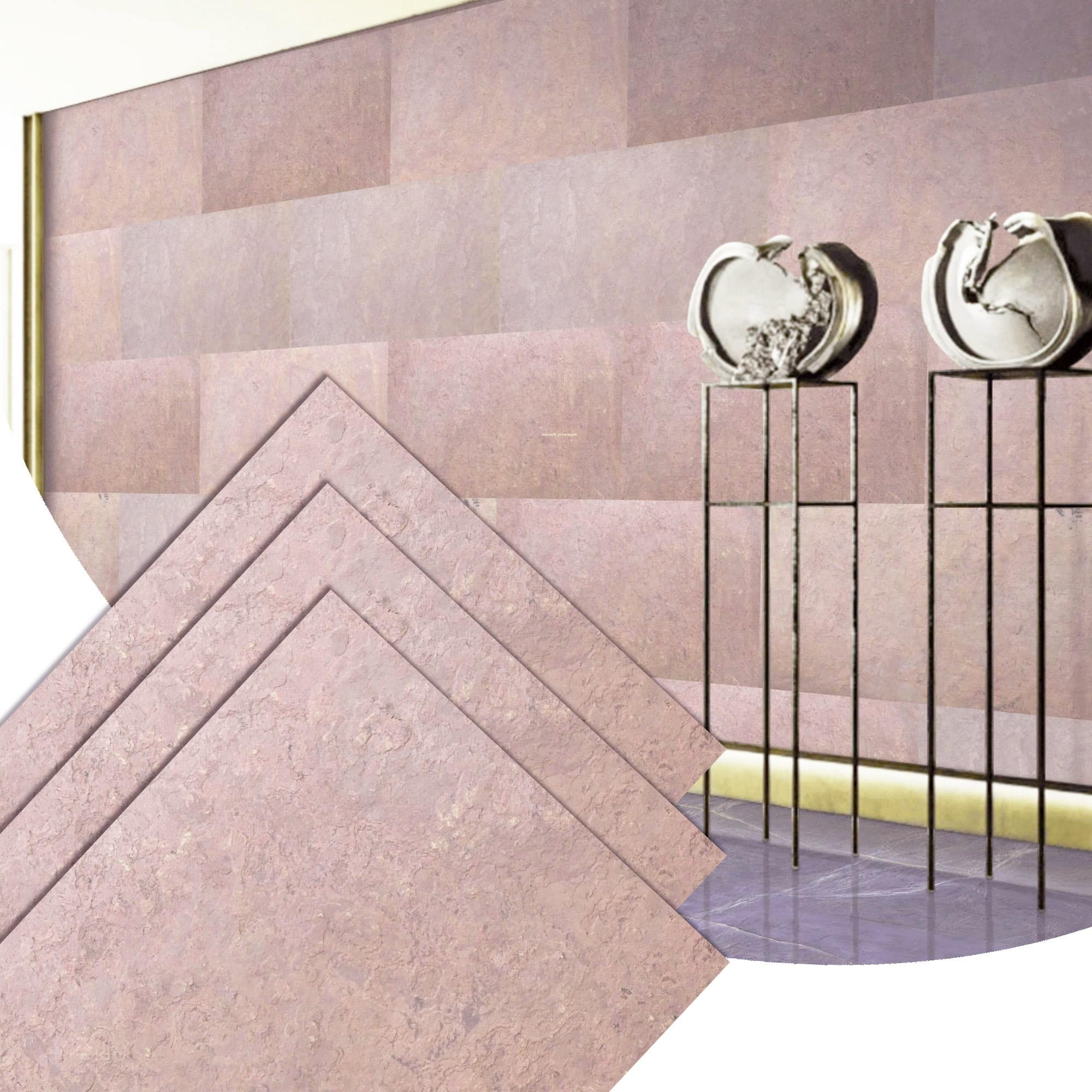 Stone Veneer Wall Panels, Extra Large DIY Stone Finish 3 x 2 ft Tiles for Outdoor Indoor Wall or Backsplash, Made with Real Stone, Terra Red