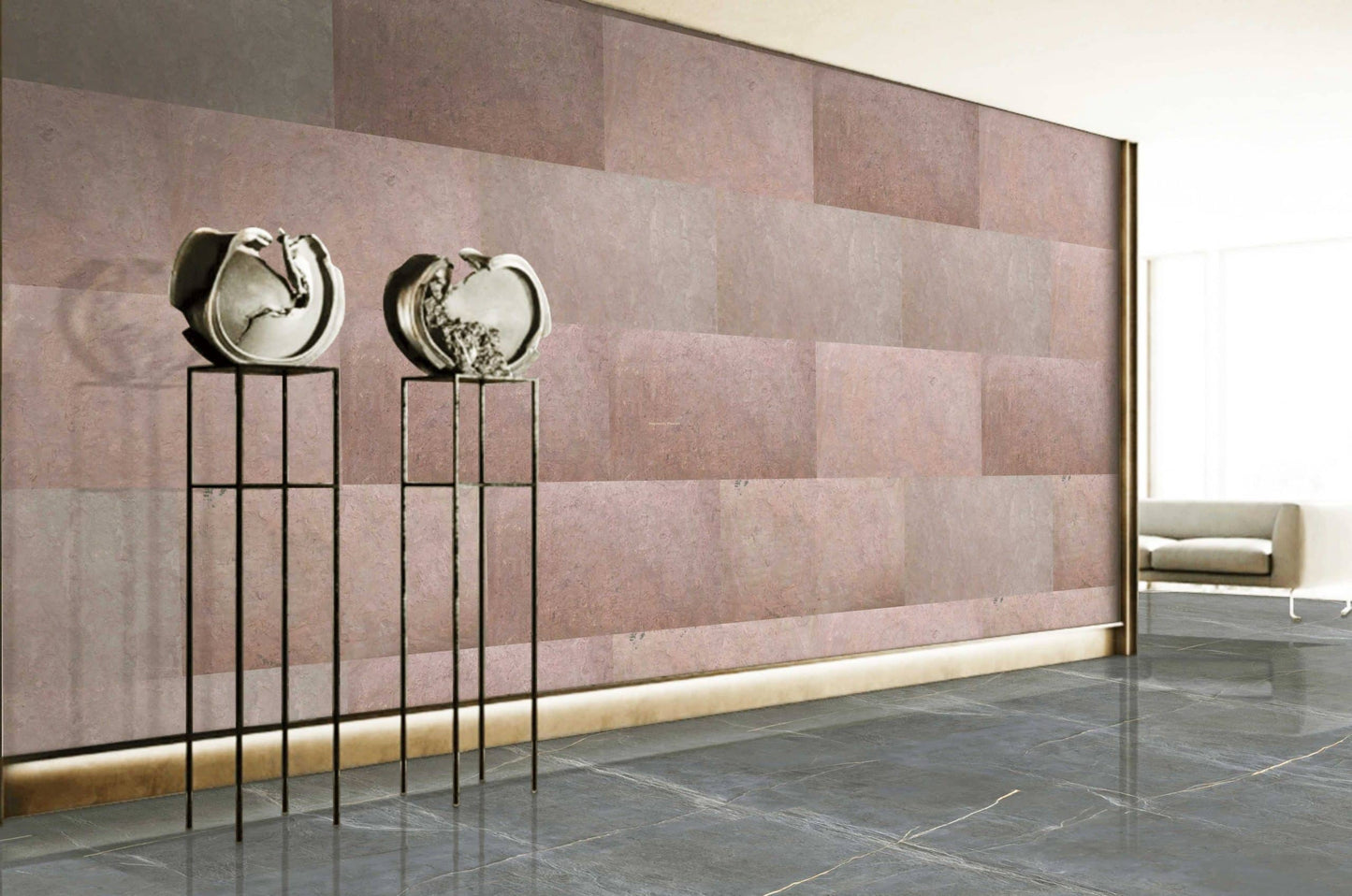 Stone Veneer Wall Panels, Extra Large DIY Stone Finish 3 x 2 ft Tiles for Outdoor Indoor Wall or Backsplash, Made with Real Stone, Terra Red