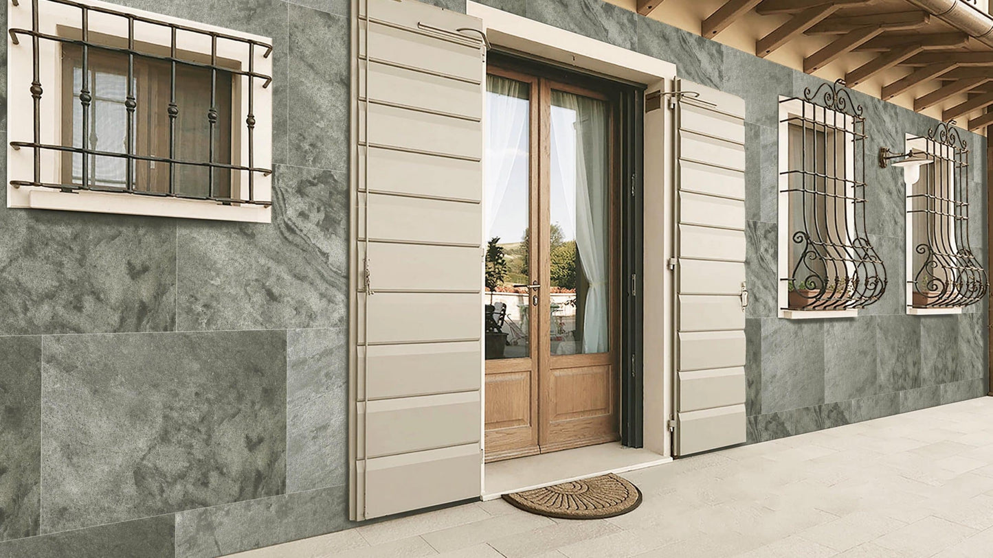 Stone Veneer Wall Panels, Extra Large DIY Stone Finish 3 x 2 ft Tiles for Outdoor Indoor Wall or Backsplash, Made with Real Stone, Silver Grey