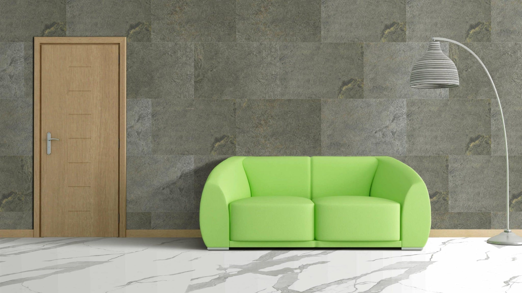 Stone Veneer Wall Panels, Extra Large DIY Stone Finish 3 x 2 ft Tiles for Outdoor Indoor Wall or Backsplash, Made with Real Stone, Jeera Green