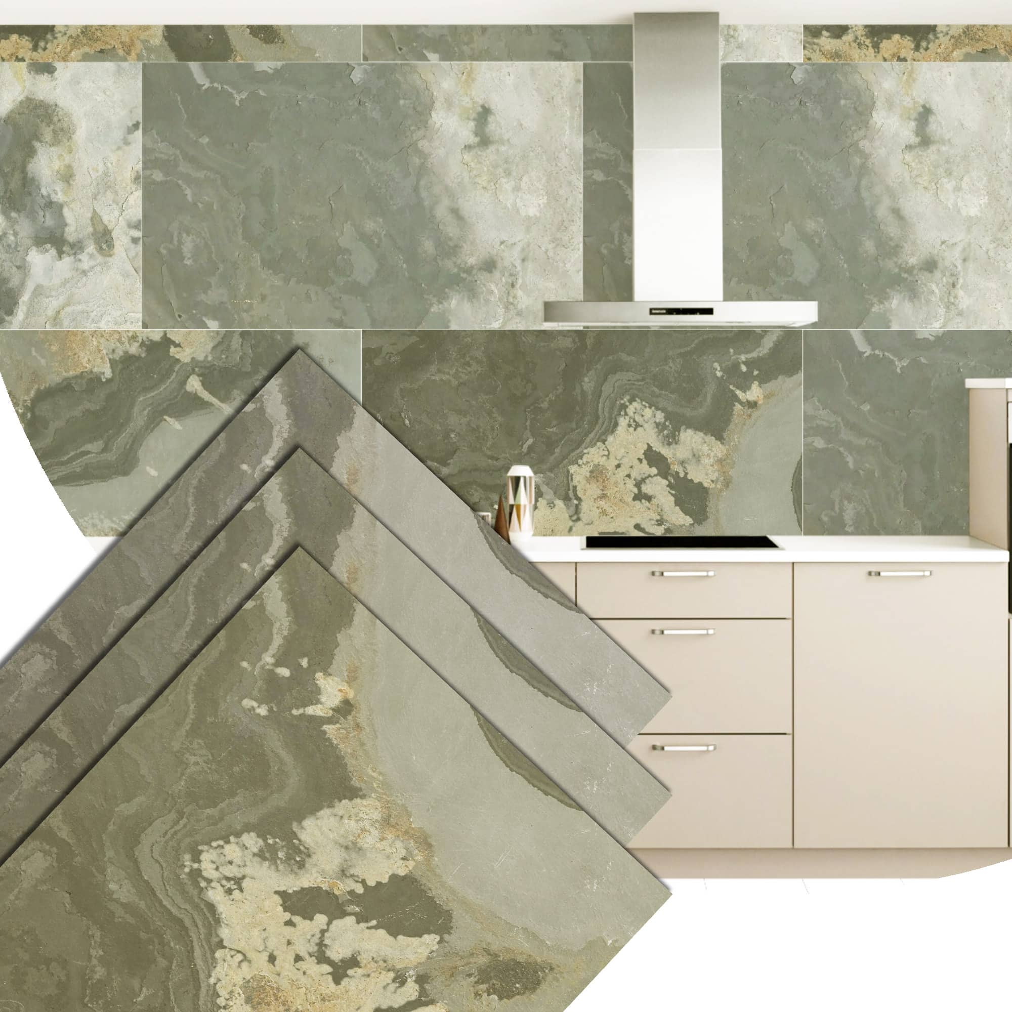 Stone Veneer Wall Panels, Extra Large DIY Stone Finish 3 x 2 ft Tiles for Outdoor Indoor Wall or Backsplash, Made with Real Stone, Indian Autumn Rustic