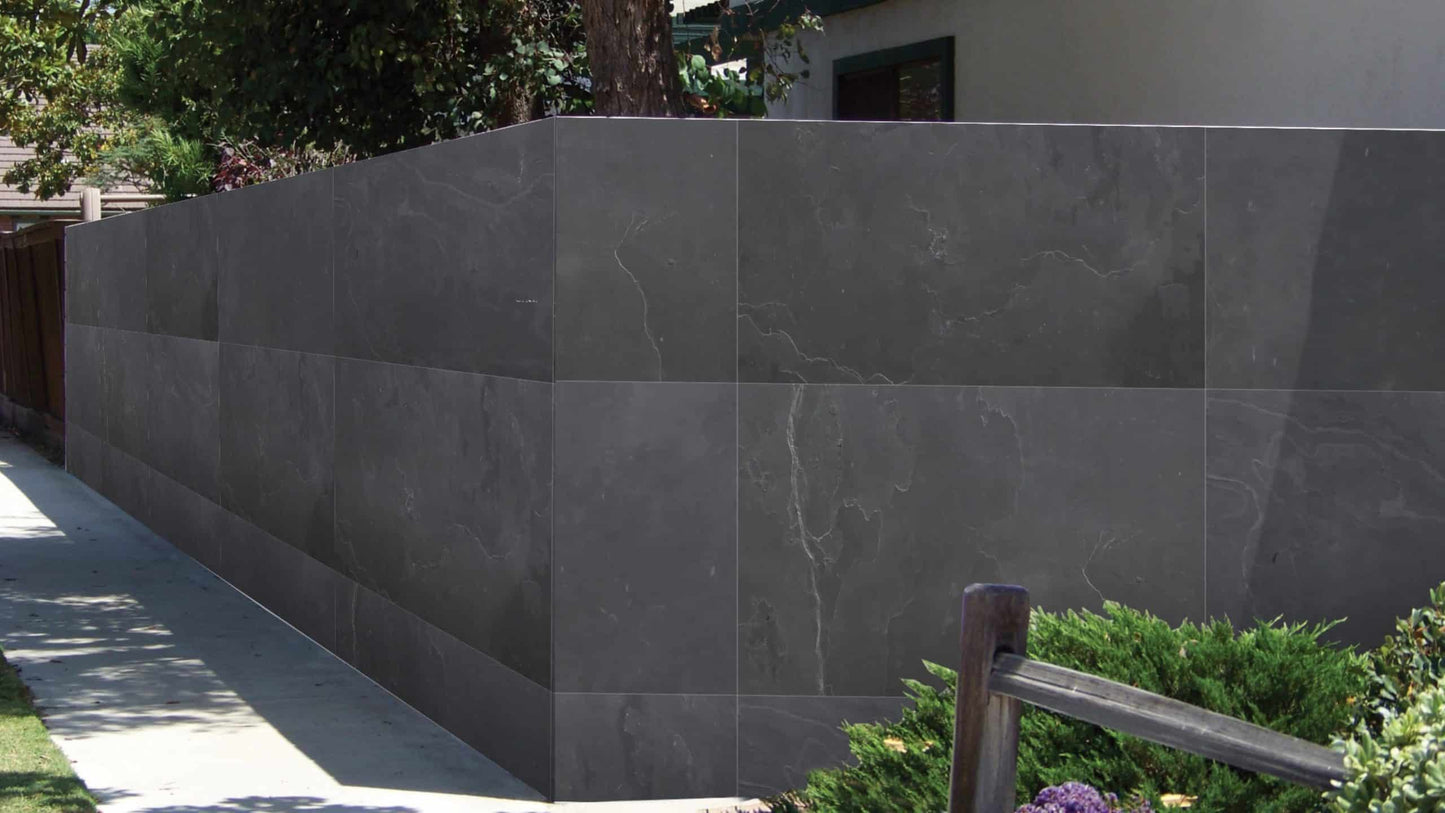 Stone Veneer Wall Panels, Extra Large DIY Stone Finish 3 x 2 ft Tiles for Outdoor Indoor Wall or Backsplash, Made with Real Stone, Black