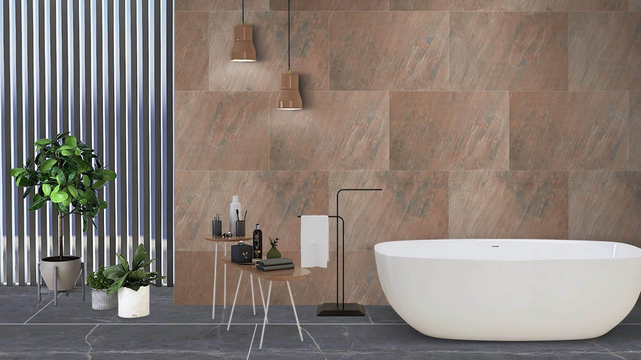 Stone Veneer Wall Panels, Extra Large DIY Stone Finish 3 x 2 ft Tiles for Outdoor Indoor Wall or Backsplash, Made with Real Stone, Copper