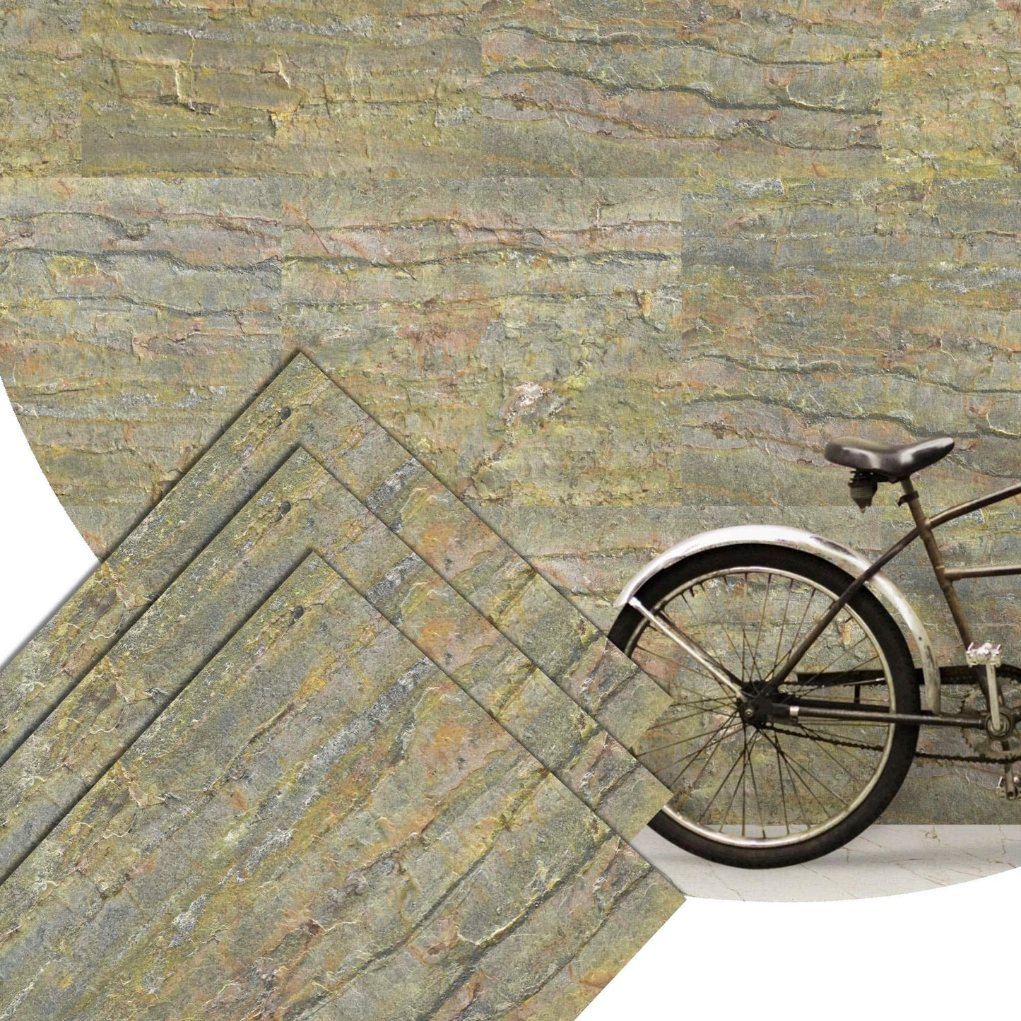 Stone Veneer Wall Panels, Extra Large DIY Stone Finish 3 x 2 ft Tiles for Outdoor Indoor Wall or Backsplash, Made with Real Stone, Burning Forest Copper