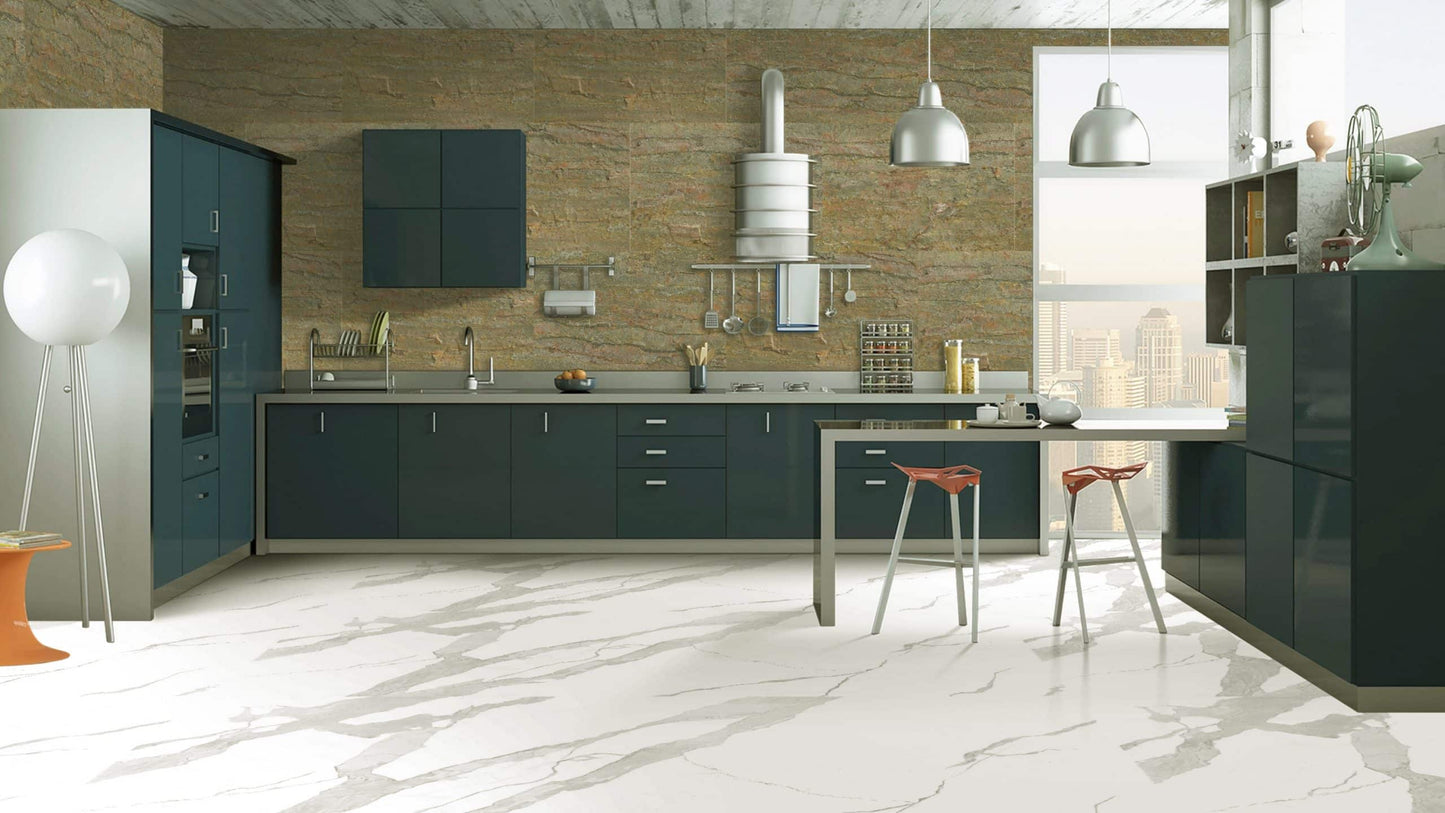 Stone Veneer Wall Panels, Extra Large DIY Stone Finish 3 x 2 ft Tiles for Outdoor Indoor Wall or Backsplash, Made with Real Stone, Burning Forest Copper