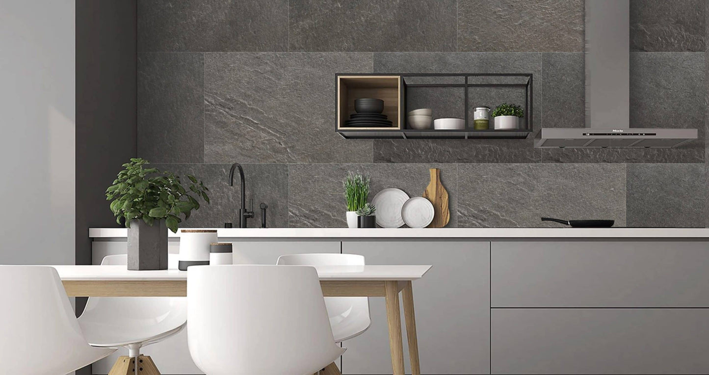 Stone Veneer Wall Panels, Extra Large DIY Stone Finish 3 x 2 ft Tiles for Outdoor Indoor Wall or Backsplash, Made with Real Stone, Galaxy Black