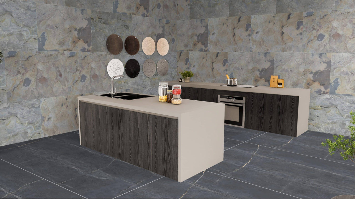 Stone Veneer Wall Panels, Extra Large DIY Stone Finish 3 x 2 ft Tiles for Outdoor Indoor Wall or Backsplash, Made with Real Stone, Indian Autumn