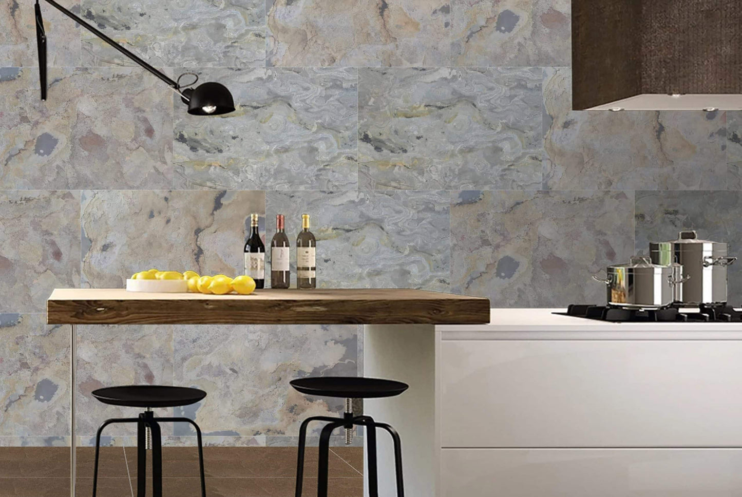 Stone Veneer Wall Panels, Extra Large DIY Stone Finish 3 x 2 ft Tiles for Outdoor Indoor Wall or Backsplash, Made with Real Stone, Indian Autumn