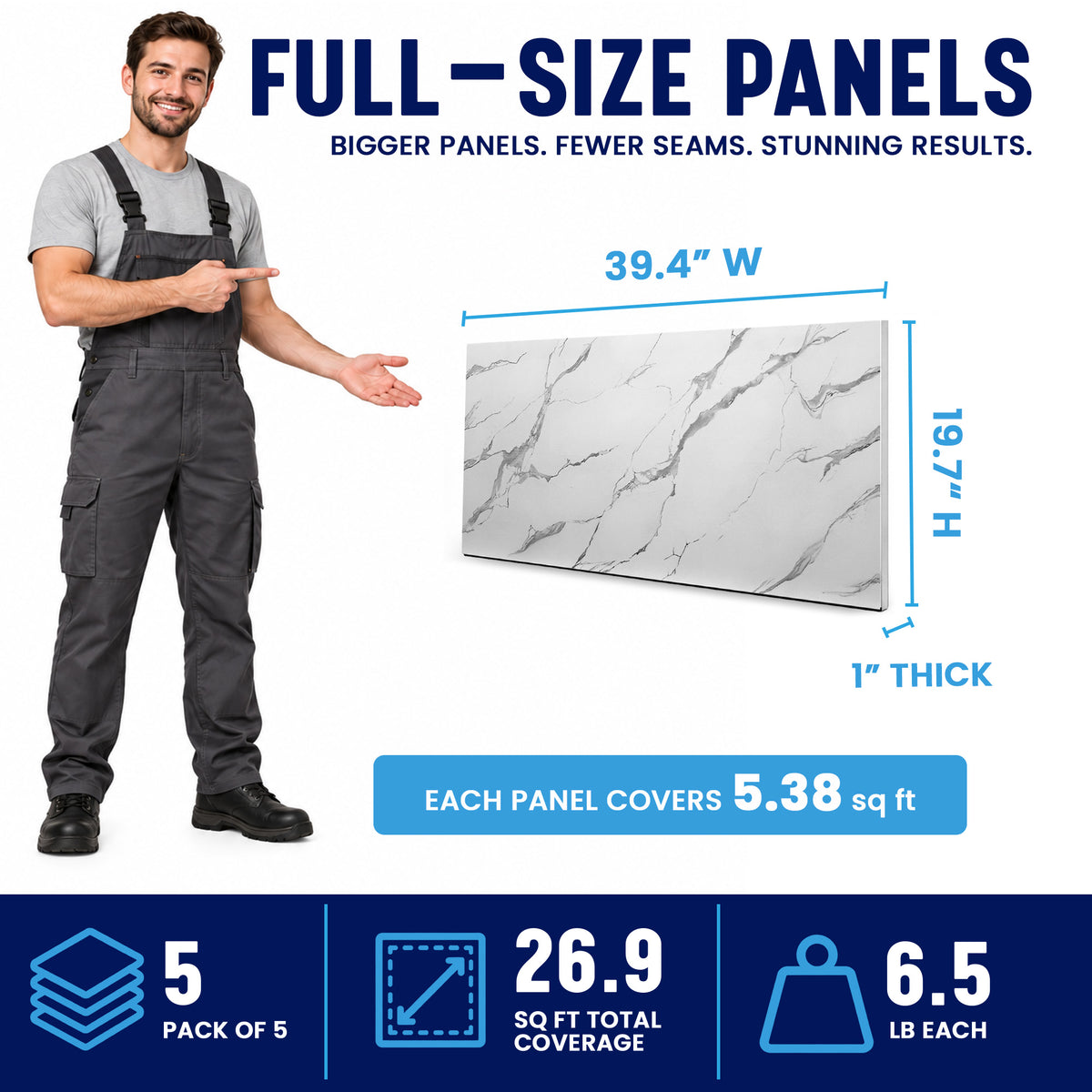Faux Marble Wall Panels, Grey & White, Styrofoam