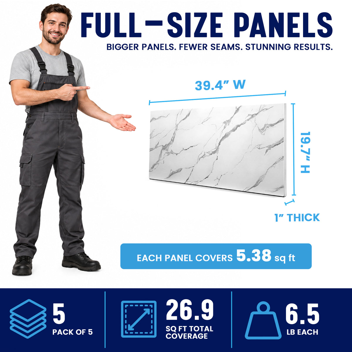 Faux Marble Wall Panels, Grey & White, Styrofoam