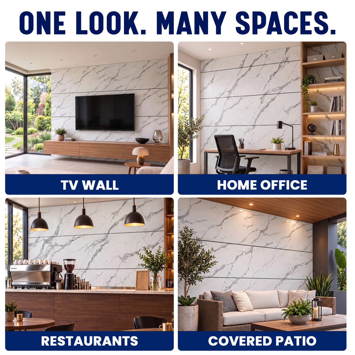 Faux Marble Wall Panels, Grey & White, Styrofoam