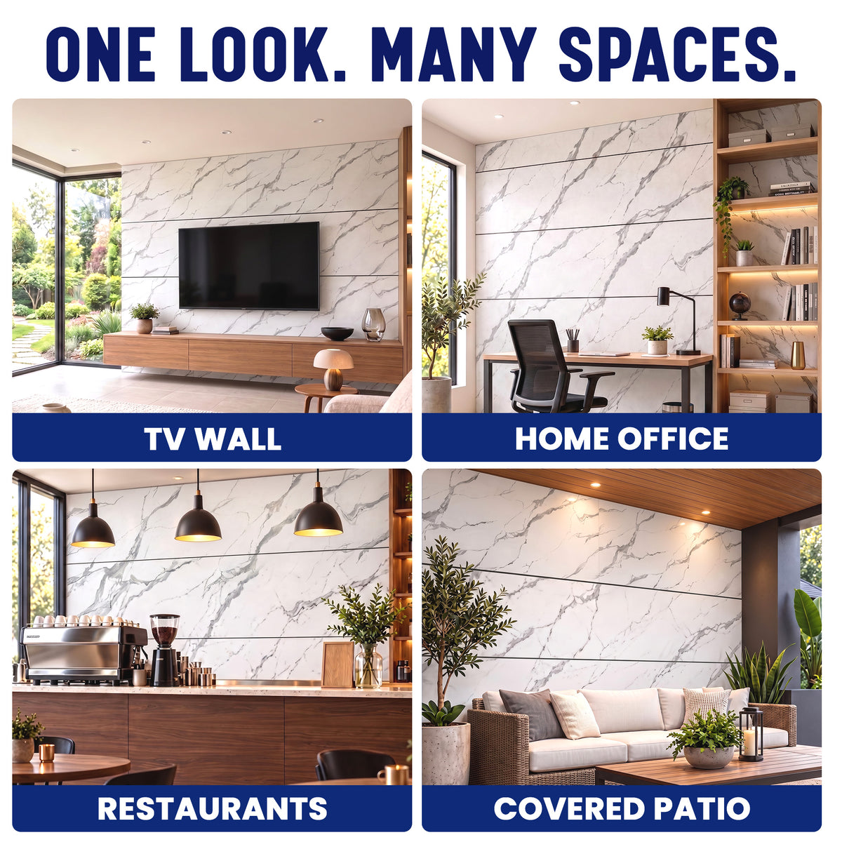 Faux Marble Wall Panels, Grey & White, Styrofoam