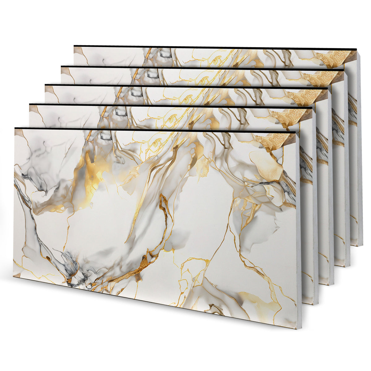 Faux Marble Wall Panels, Blue, Gold & White, Styrofoam