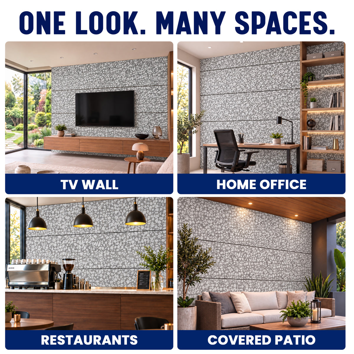 Faux Marble Wall Panels, White & Grey, Styrofoam
