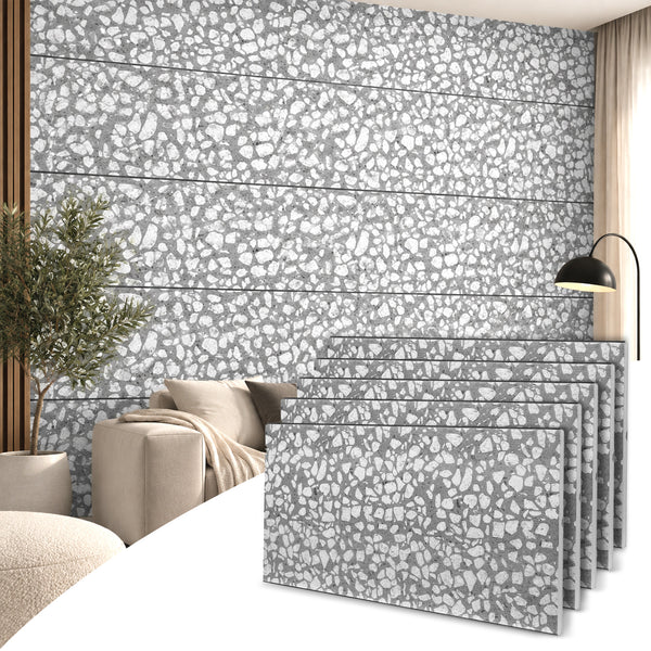 Faux Marble Wall Panels, White & Grey, Styrofoam