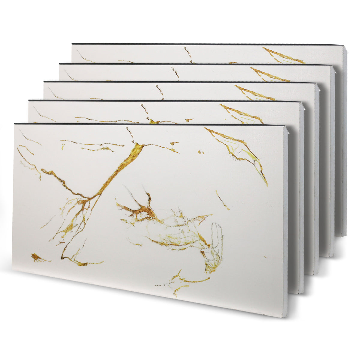 Faux Marble Wall Panels, Gold & White, Styrofoam