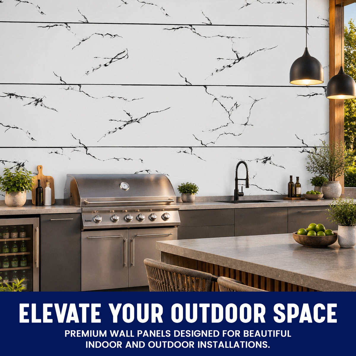 Faux Marble Wall Panels, Charcoal & White, Styrofoam