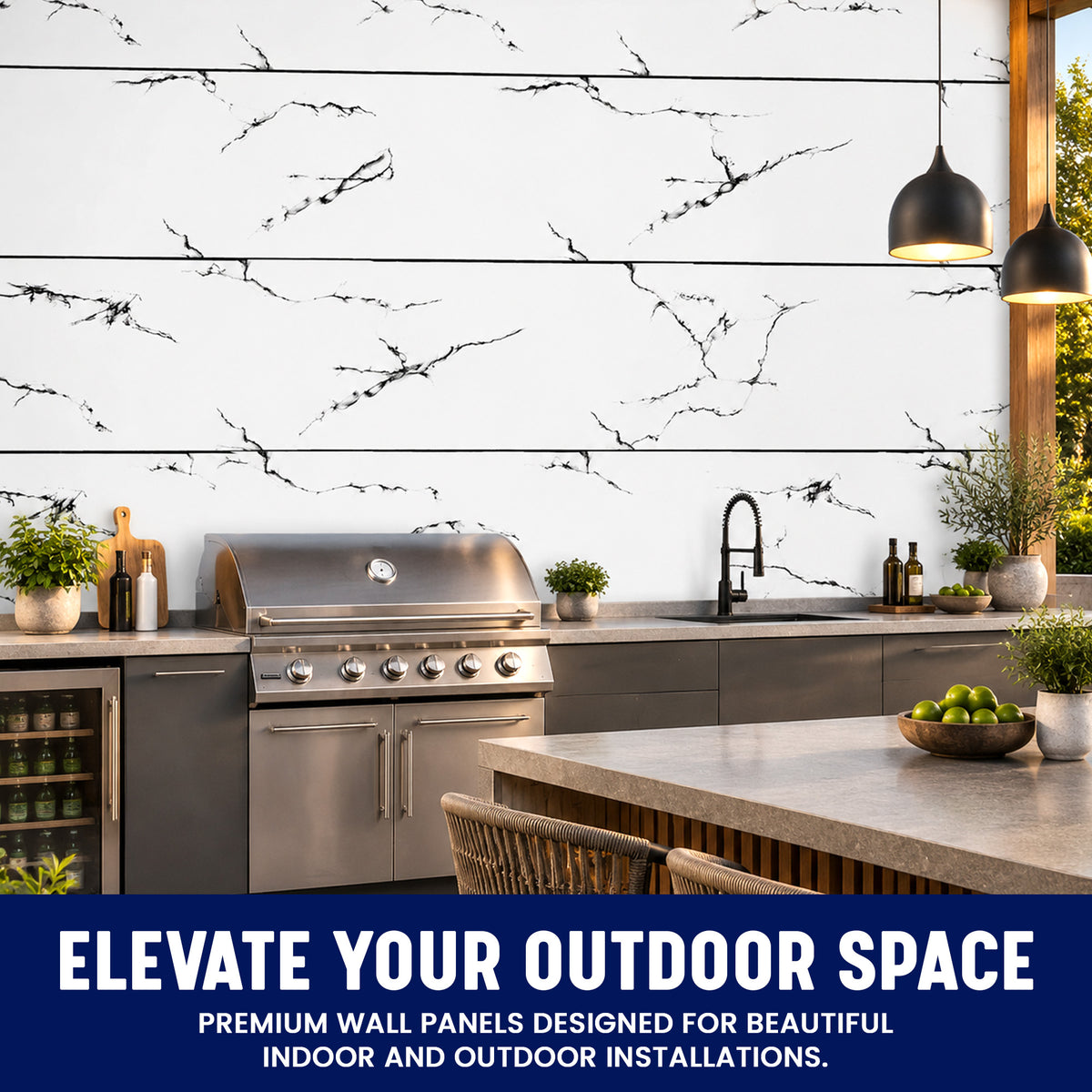 Faux Marble Wall Panels, Charcoal & White, Styrofoam