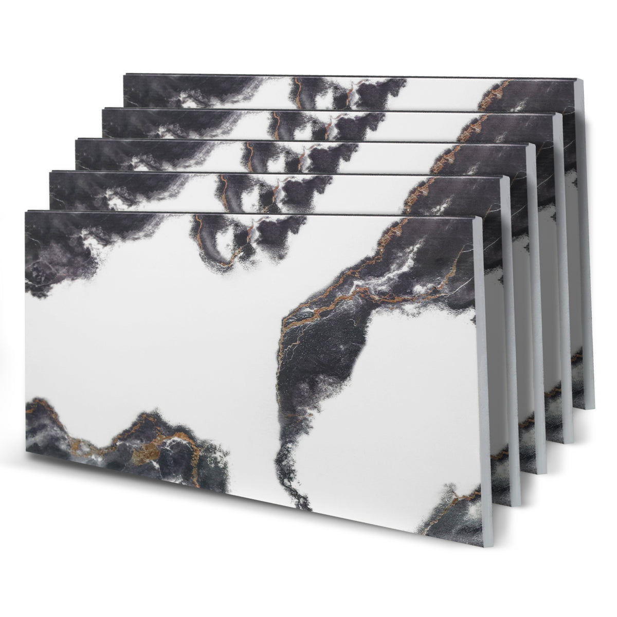 Faux Marble Wall Panels, Black, Gold & White, Styrofoam