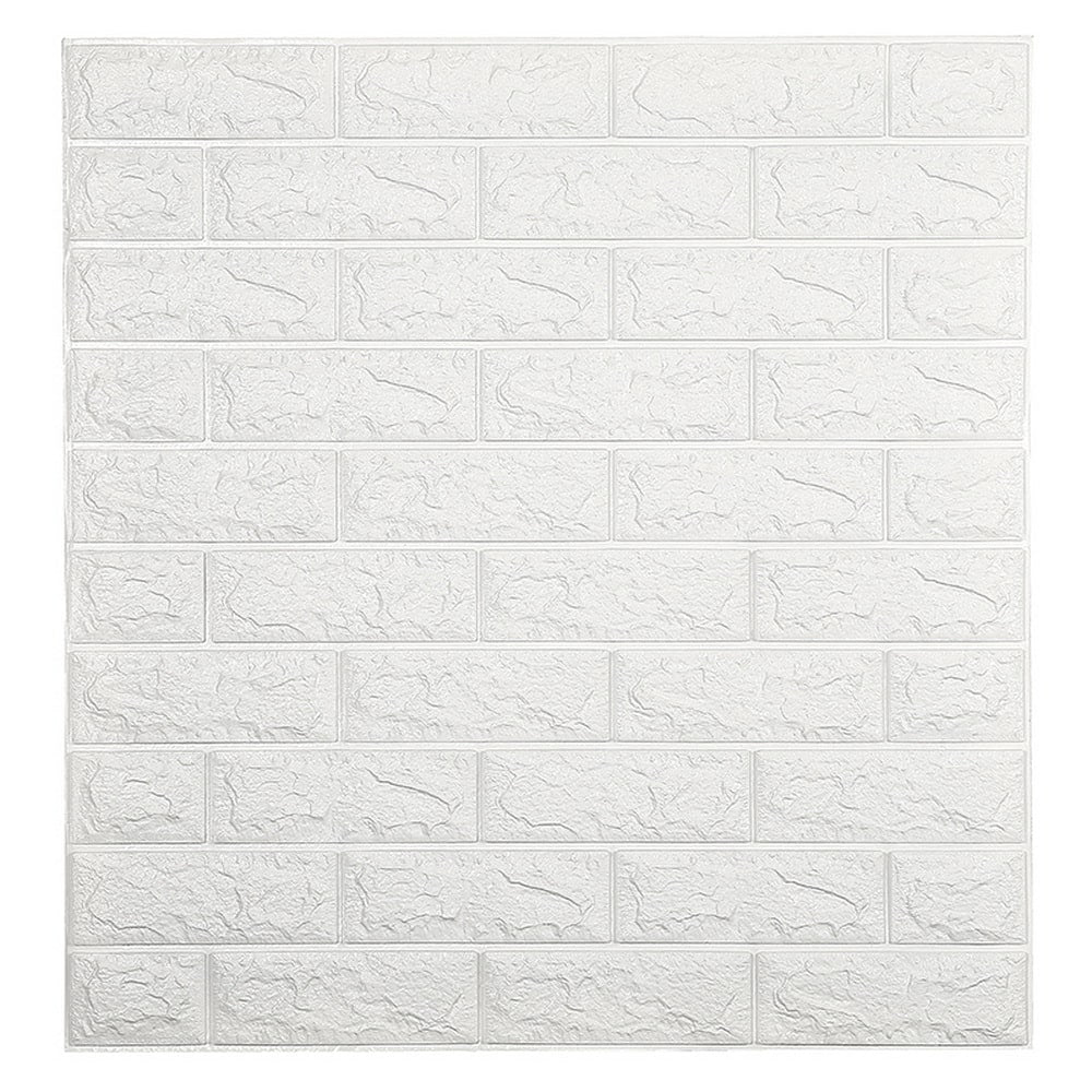 Off White Faux Bricks 3D Wall Panel, Peel and Stick Wall Sticker, Self Adhesive Foam Wallpaper Wall Paneling Decor, 2.3ft X 2.5ft, 5.75 sq ft each - Single