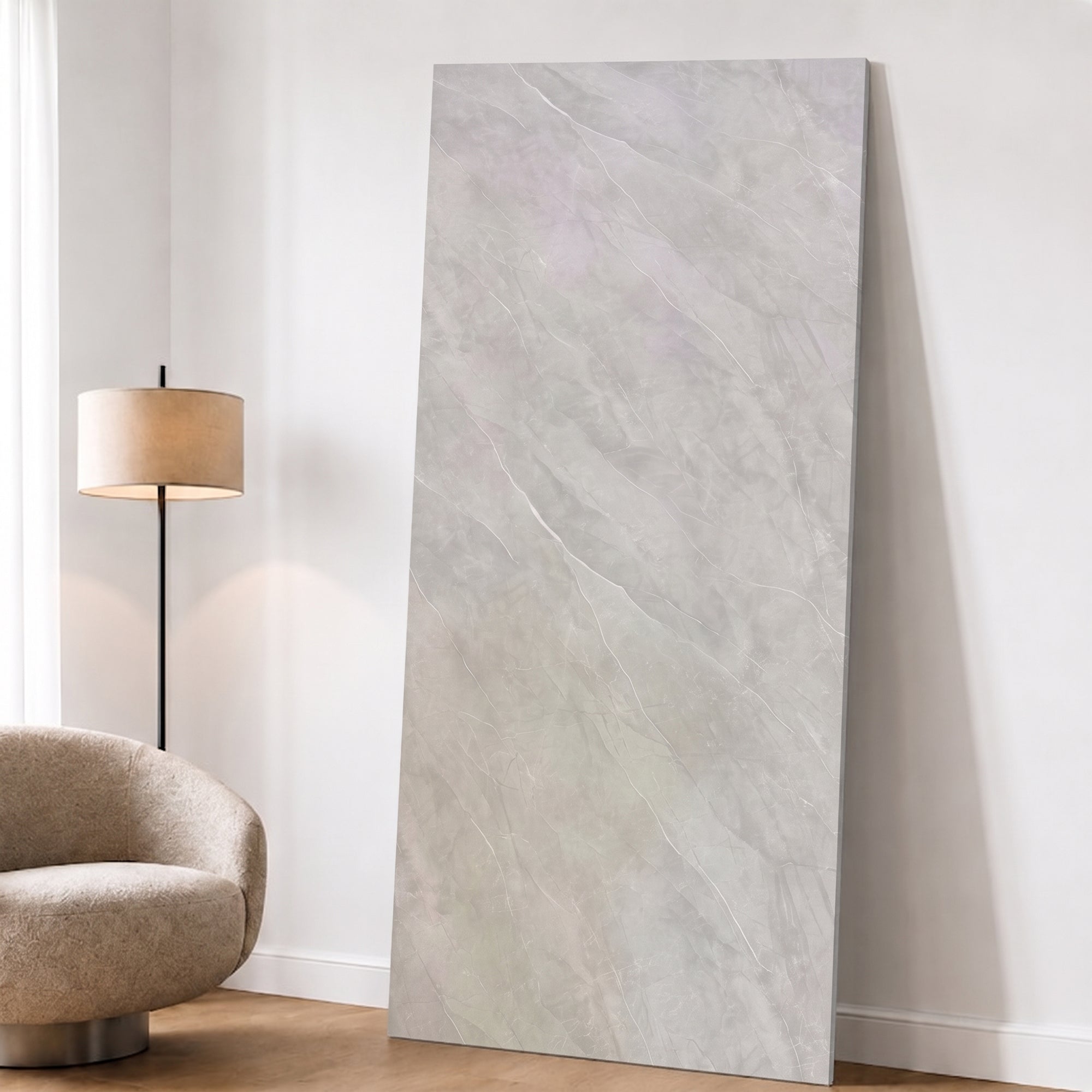 Faux Marble Panels - 4ft x 9ft - Matte, Waterproof DIY Decorative Panels for Walls and Floors - Grey, White Veins