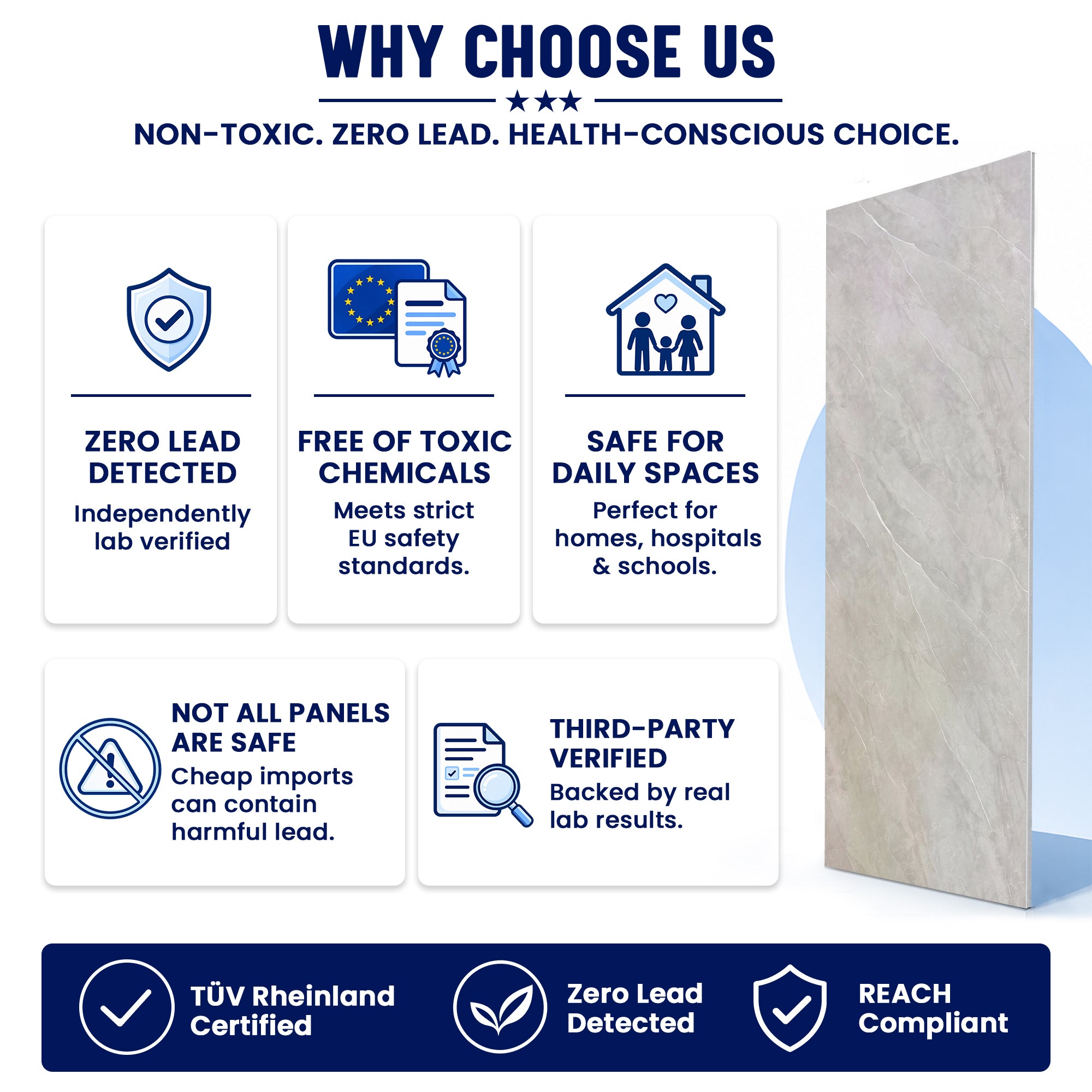 Faux Marble Panels - 4ft x 9ft - Matte, Waterproof DIY Decorative Panels for Walls and Floors - Grey, White Veins
