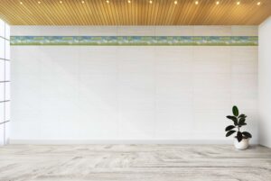 Prepasted Wallpaper Border - Nature White, Green, Blue Swans, Lake Wall Border Retro Design, 15 ft x 7 in (4.57m x 17.78cm)