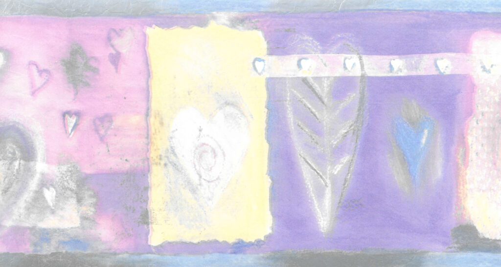 Prepasted Wallpaper Border – Kids Pink, Purple, Blue, Yellow Hearts Wall Border Retro Design, 15 ft x 5.25 in (4.57m x 13.34cm)