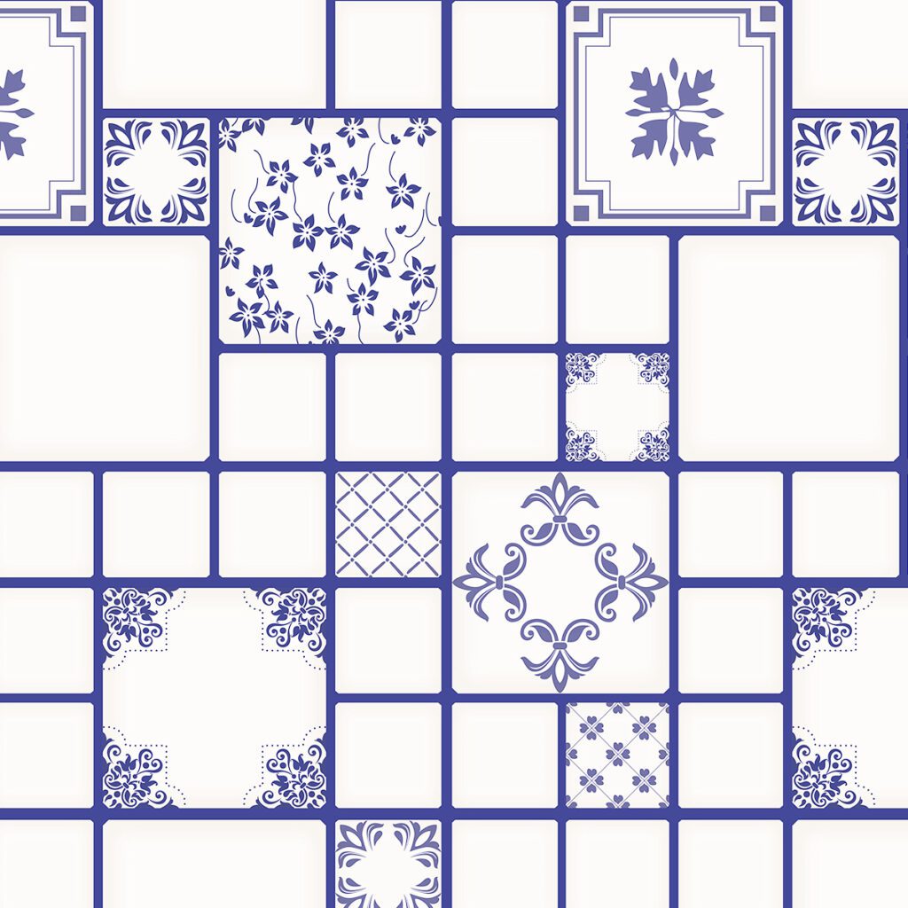 Indigo Blue White Shapes Squares Peel & Stick Wallpaper